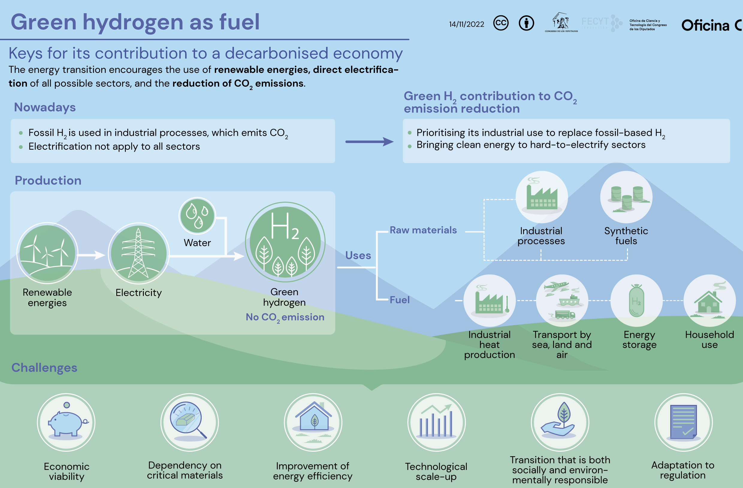 Infographic overview of Reporc C about green hydrogen as fuel